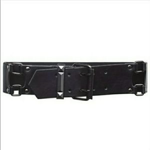 BCBG Faux Leather Black Studded Wide Waist Belt